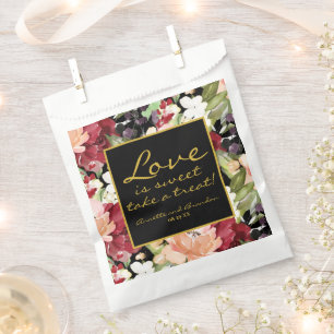 Love is Sweet Take a Treat Black Gold Floral Favor Bag