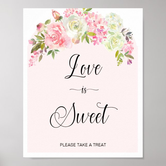 Love is Sweet Take a Treat Blush & Cream Sign. Poster (Front)