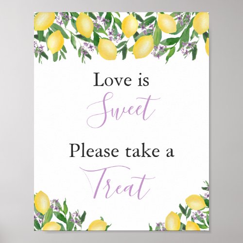 Love Is Sweet Take A Treat Bridal Shower Favor Poster