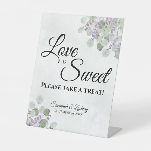 Love is Sweet Take a Treat Eucalyptus  Lavender Pedestal Sign