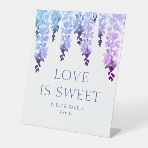 Love Is Sweet Take A Treat Floral Script Wedding Pedestal Sign