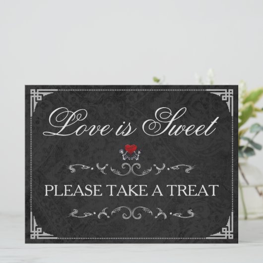 Love is Sweet Take a Treat Halloween Skeleton Sign (Standing Front)