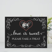 Love is Sweet Take a Treat Halloween Skeleton Sign Invitation (Standing Front)