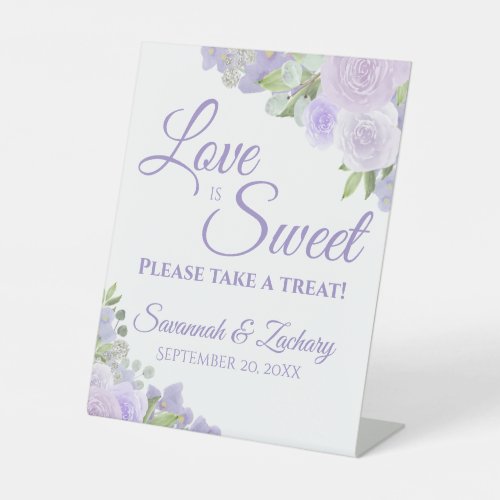 Love is Sweet Take a Treat Lavender Boho Wedding Pedestal Sign