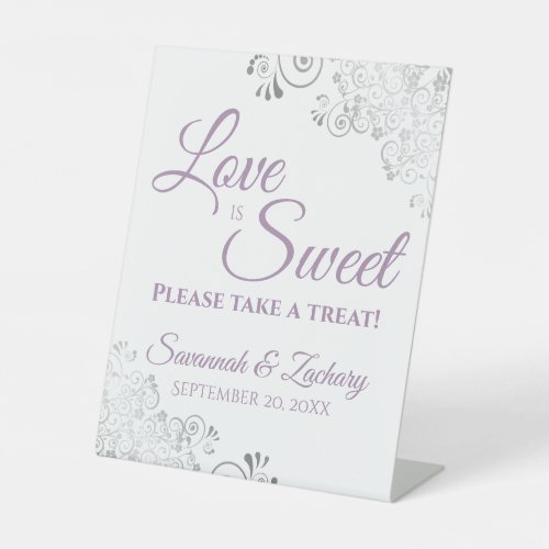 Love is Sweet Take a Treat Lavender on White  Pedestal Sign