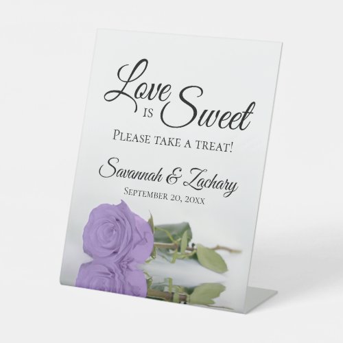 Love is Sweet Take a Treat Lavender Purple Rose Pedestal Sign