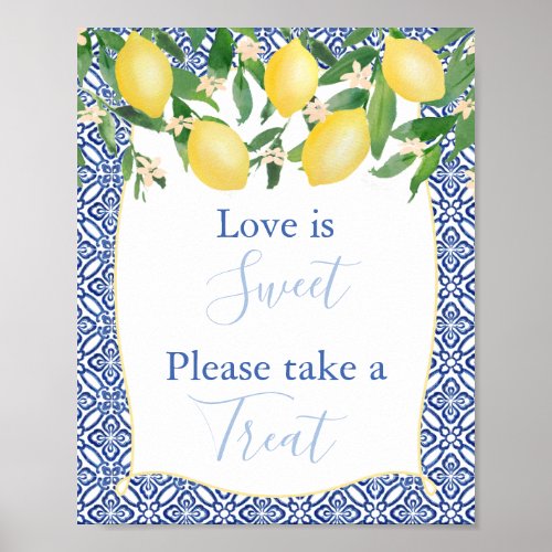 Love Is Sweet Take A Treat Lemon Bridal Shower Poster