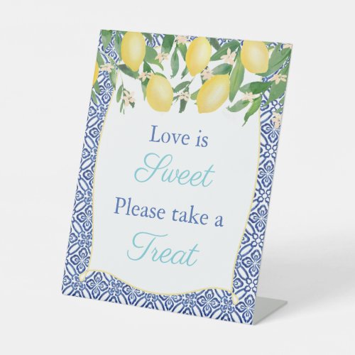 Love Is Sweet Take A Treat Lemons Wedding Shower  Pedestal Sign