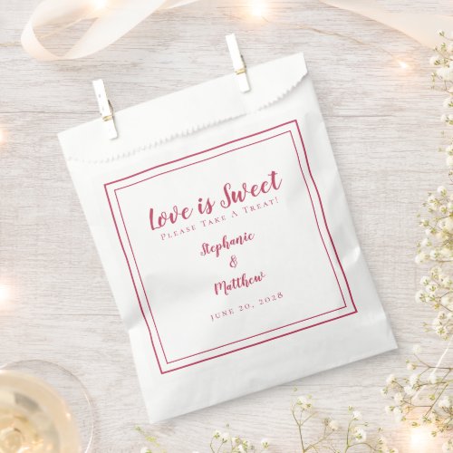 Love Is Sweet Take A Treat Magenta Red Wedding Favor Bag