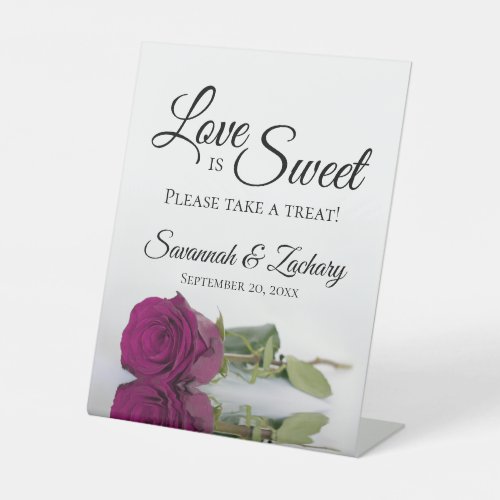 Love is Sweet Take a Treat Magenta Rose Wedding Pedestal Sign