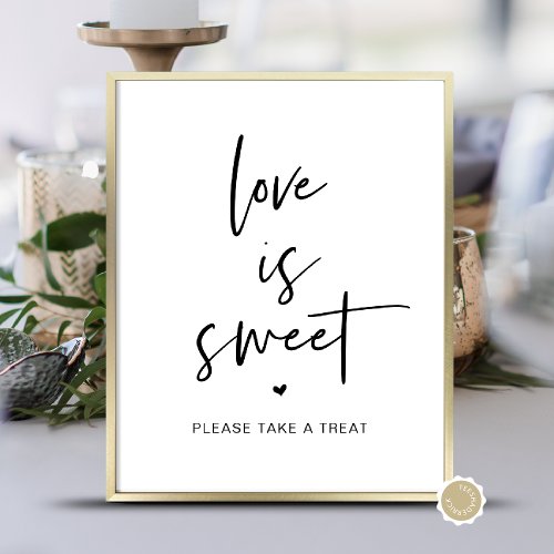 Love is Sweet Take a Treat Modern Desert Table Poster