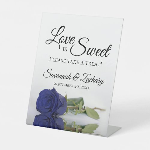 Love is Sweet Take a Treat Navy Blue Rose Wedding Pedestal Sign