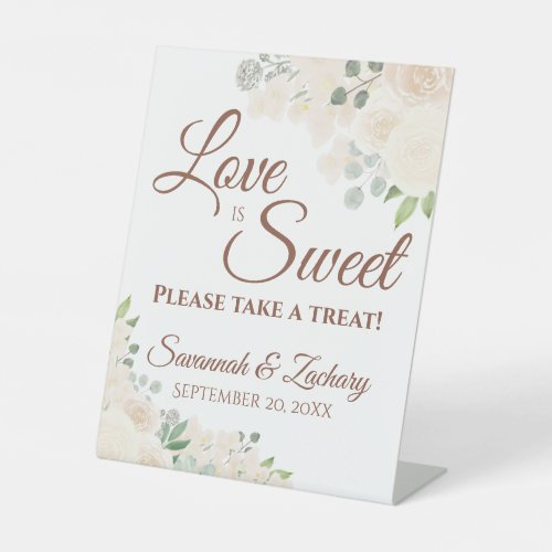 Love is Sweet Take a Treat Pale Peach Boho Wedding Pedestal Sign