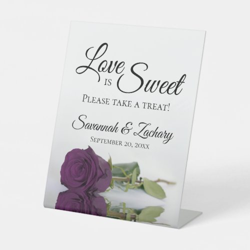 Love is Sweet Take a Treat Plum Purple Rose Pedestal Sign