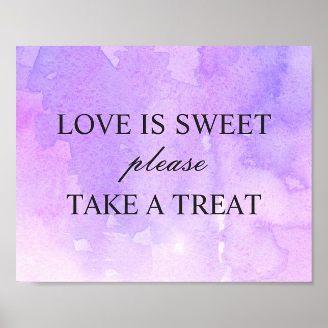Love is sweet take a treat. Purple lilac wedding Poster (Front)