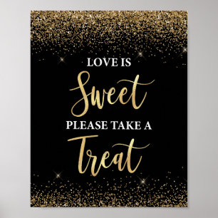Love is Sweet Take a Treat Sign Black & Gold