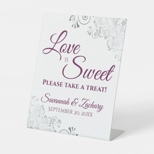 Love is Sweet Take a Treat Silver Lace Cassis Pedestal Sign