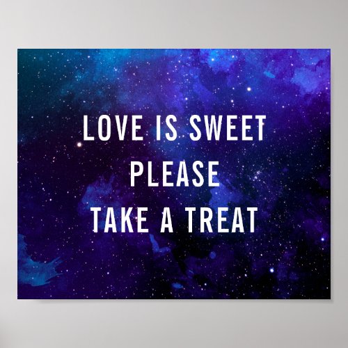 Love is sweet take a treat Space navy wedding Pos Poster
