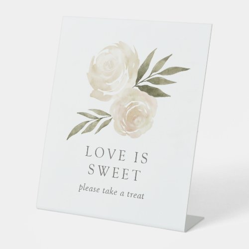 Love is Sweet Take a Treat White Floral Wedding Pe Pedestal Sign