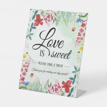 Love Is Sweet  Take A Treat Wildflowers Wedding Pedestal Sign by YourWeddingDay at Zazzle