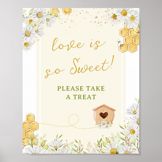 Love is Sweet Take Treat Bumblebee Bridal Shower Poster (Front)