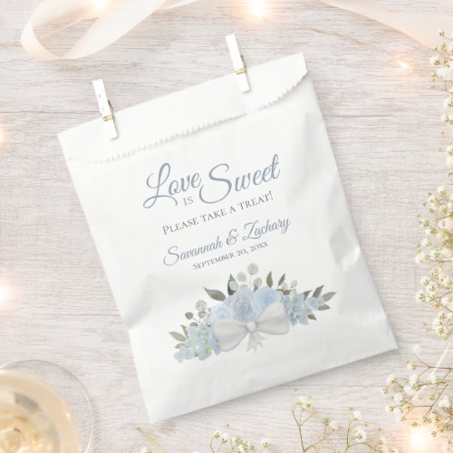 Love is Sweet Take Treat Dusty Blue Floral Wedding Favor Bag