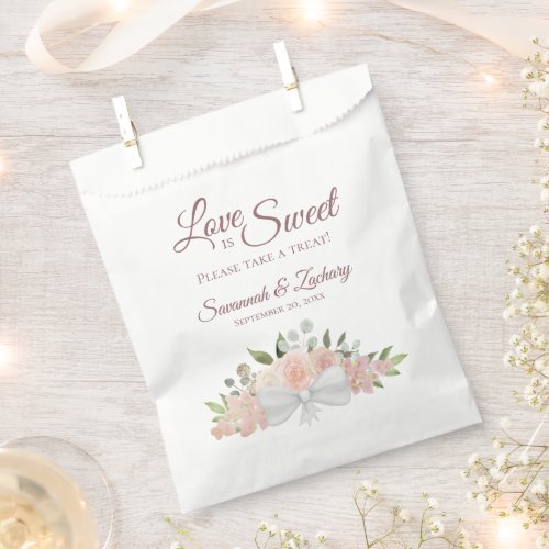 Love is Sweet Take Treat Pink Floral Wedding Favor Bag