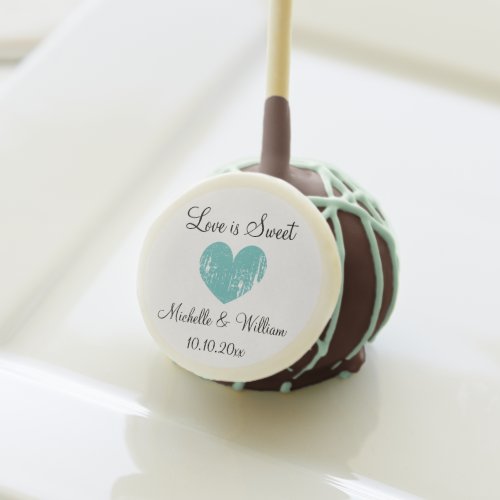 Love is sweet teal wedding cake pops party favor
