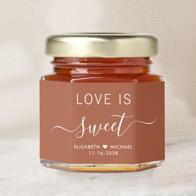 Love Is Sweet Terracotta Wedding Honey Jar Favors (Creator Uploaded)
