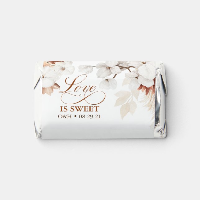 Love Is Sweet Terracotta White Flowers Boho Modern Hershey's Miniatures (Front)