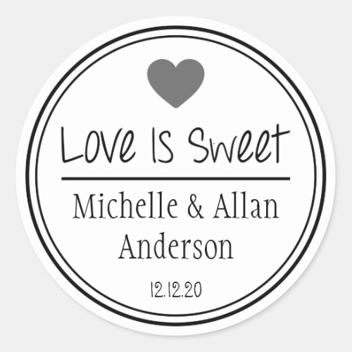 Love Is Sweet The New Mr  Mrs Gray  Black Classic Round Sticker
