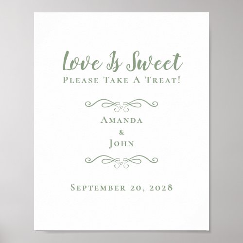 Love Is Sweet Treat Elegant Wedding Favor Green Poster