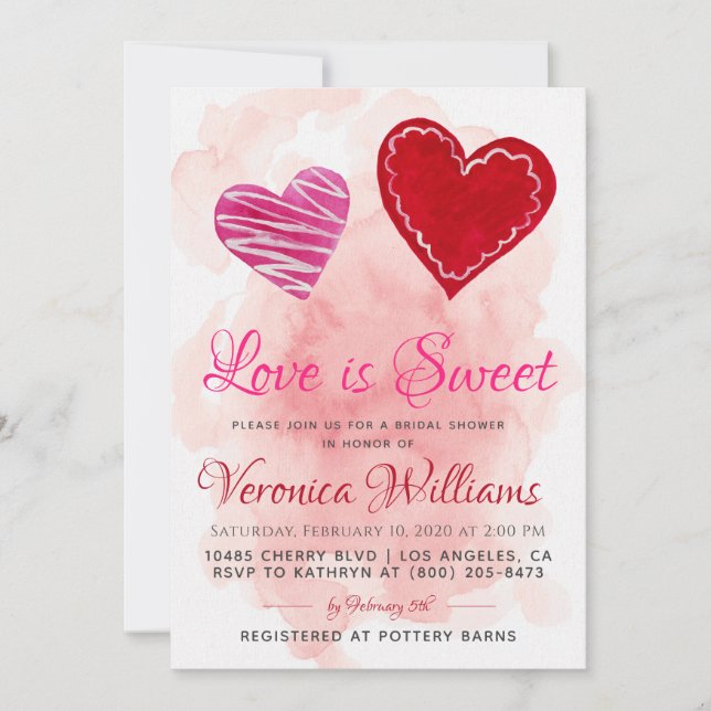 Love is Sweet Valentine’s Bridal Shower Invitation (Front)