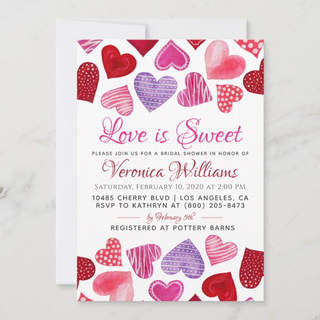 Love is Sweet Valentine’s Bridal Shower Invitation (Front)