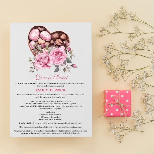 Love Is Sweet Valentine Theme Bridal Shower Invitation