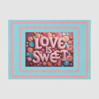 Love Is Sweet Valentine Wedding Typography Tissue Paper