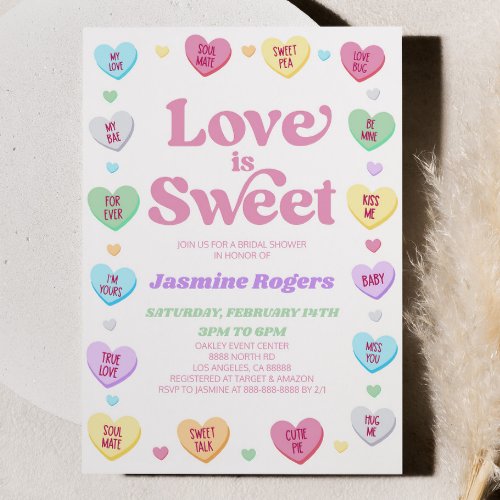 Love Is Sweet Valentines Day Candy Bridal Shower Invitation