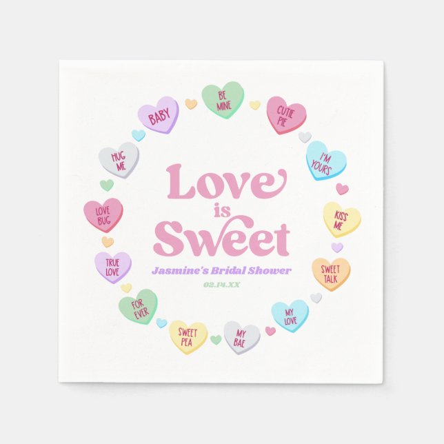 Love Is Sweet Valentine's Day Candy Bridal Shower Napkins (Front)