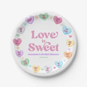 Love Is Sweet Valentine's Day Candy Bridal Shower Paper Plates