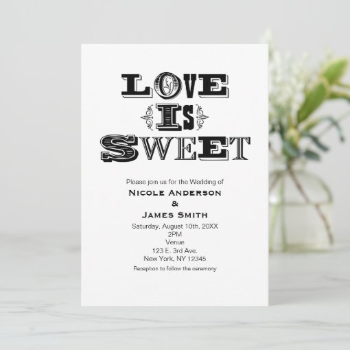 LOVE IS SWEET Vintage Modern Wedding Invitations | Zazzle