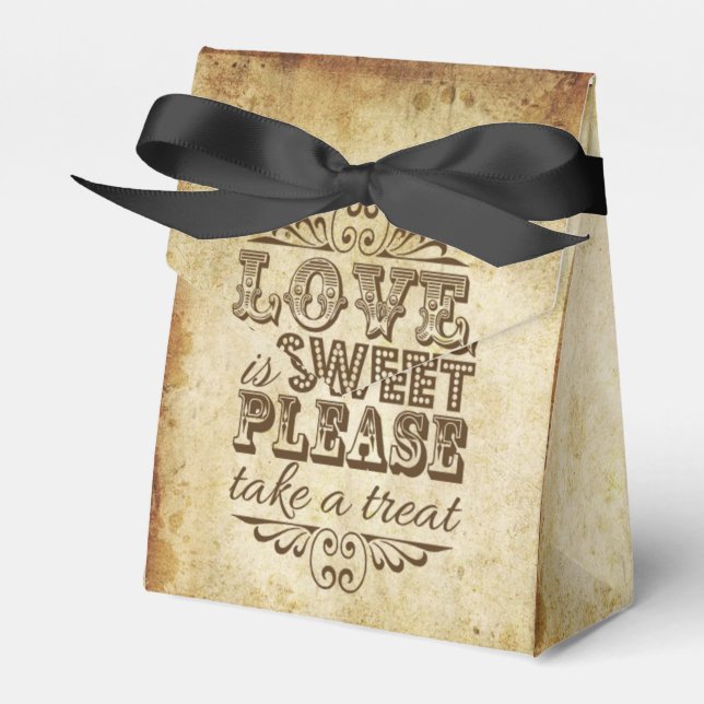Love Is Sweet Vintge Wedding Favor Boxes (Front Side)