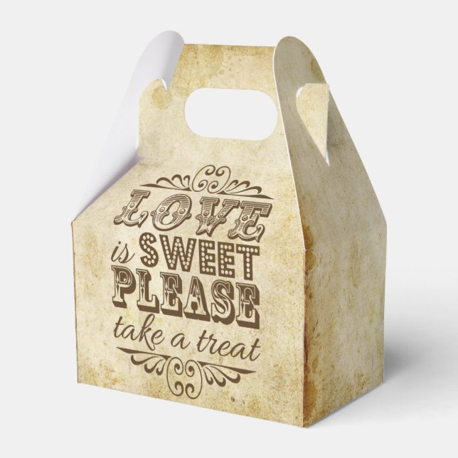 Love Is Sweet Vintge Wedding Favor Boxes (Front Side)
