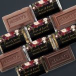 Love Is Sweet Watercolor Burgundy Floral Hershey's Miniatures<br><div class="desc">Modern Elegant Calligraphy Script Watercolor Burgundy Floral Wedding Love is Sweet Chocolate Candy Bars include burgundy roses,  pink roses,  red roses and botanical greenery. Black Background with Gold Script.</div>