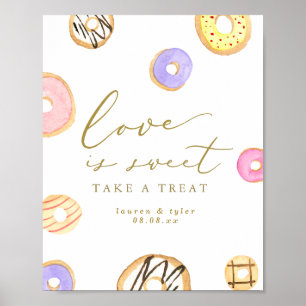 Love is Sweet Watercolor Donuts Personalized Sign