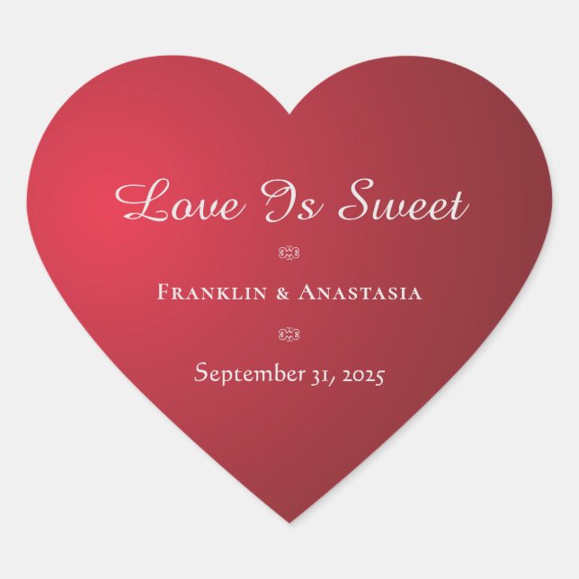 Love Is Sweet Wedding Anniversary Couple Heart Sticker (Front)