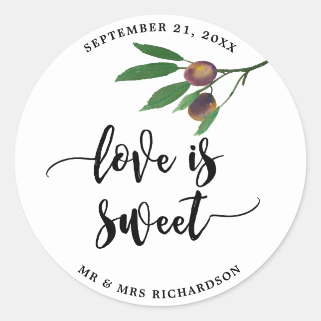 love is sweet wedding bridal favor sticker (Front)