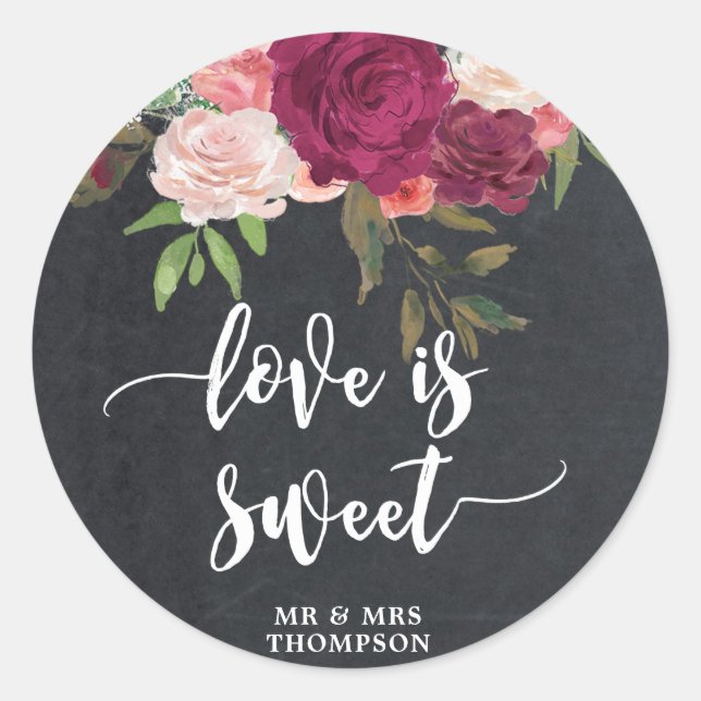 love is sweet wedding bridal favor sticker (Front)