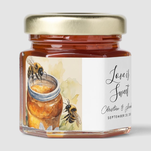 Love Is Sweet Wedding bride groom farm Honey Jar Favors (Left)