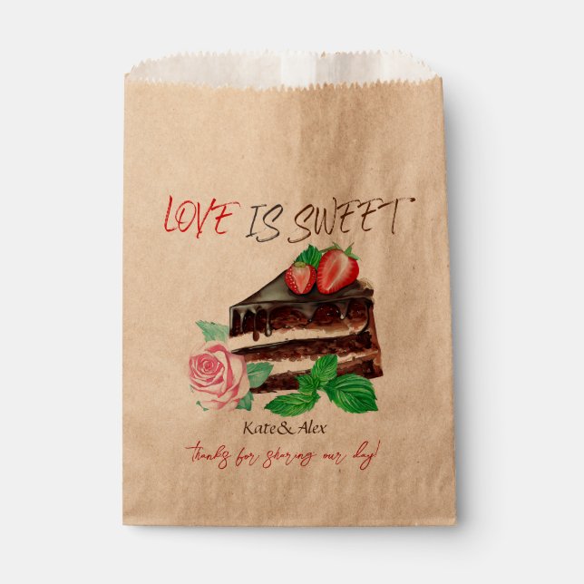 Love is Sweet, Wedding Cake Favor Bag (Front)