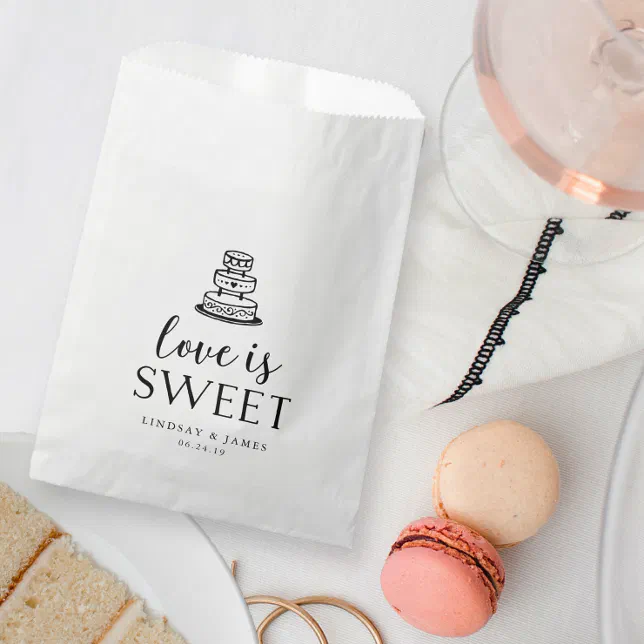 Love is Sweet | Wedding Cake Favor Bag | Zazzle